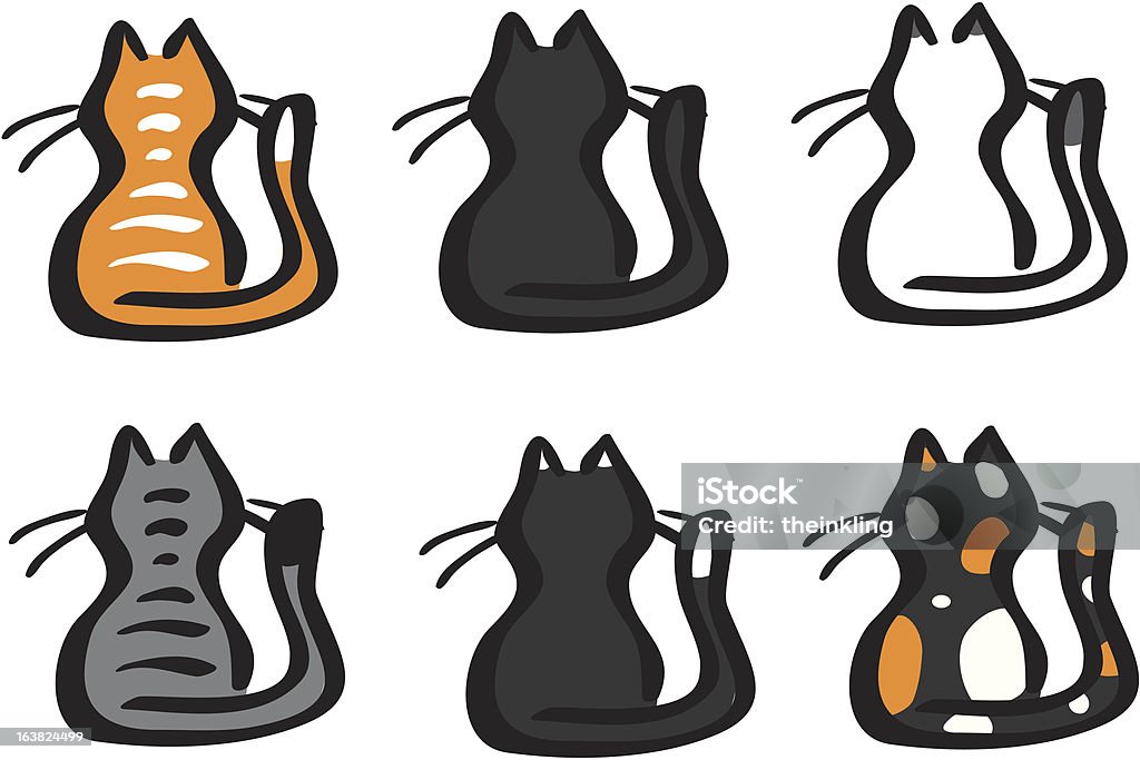 Набор эскиза Cat - Векторная графика Американская короткошёрстная кошка роялти-фри