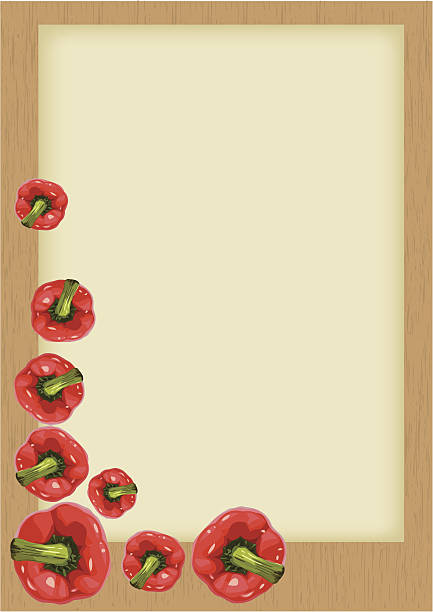 Some red pepper on old paper with wooden background vector art illustration