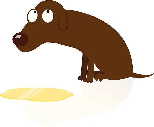 Vector illustration of Ashamed Dog Peed