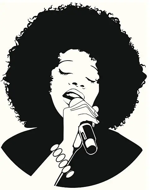 Vector illustration of afro-american jazz singer