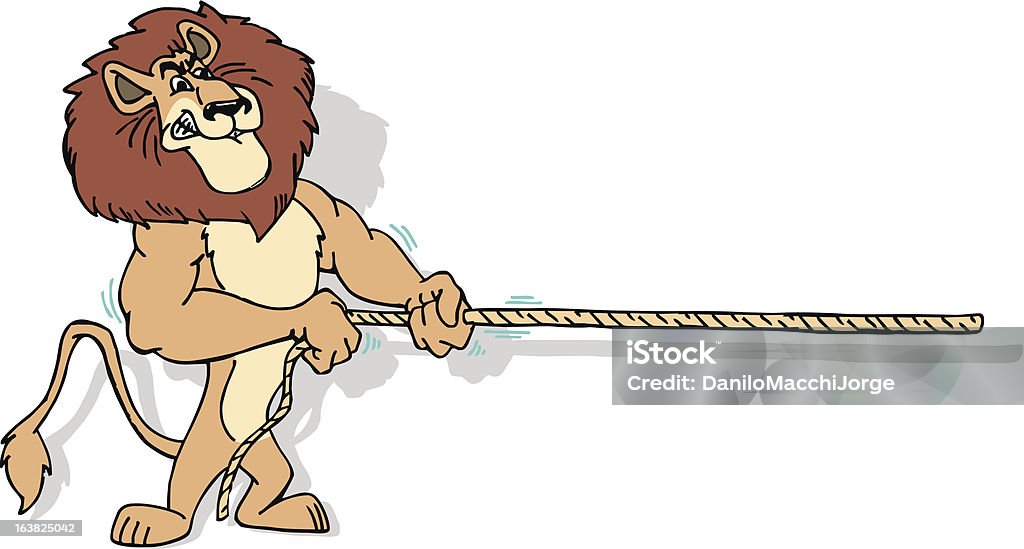 lion in the war horse "leA#o holding a rope that simulates a tug-of-war, lion in the war horse" Animal stock vector