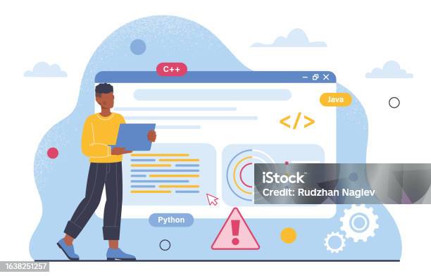 Man Programming Software Vector Concept Stock Illustration - Download ...