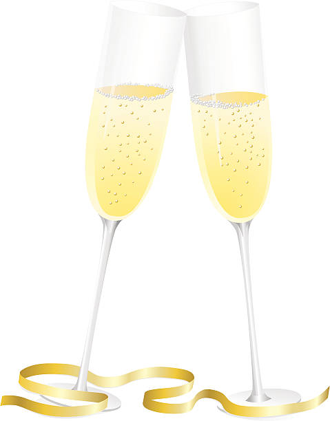 Champagne glasses vector art illustration