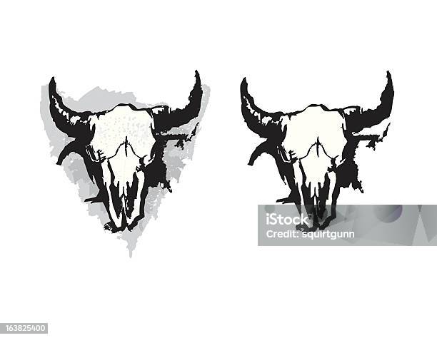 Crânio Grunge Buffalo - Arte vetorial de stock e mais imagens de Bisonte americano - Bisonte americano, Animal, Cena Rural