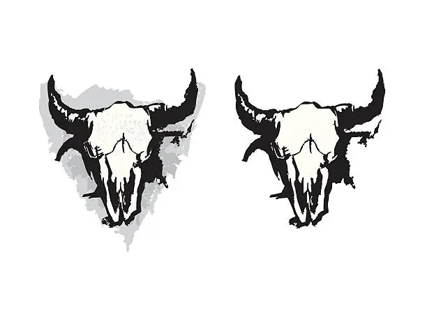 Vector illustration of Grunge Buffalo Skull