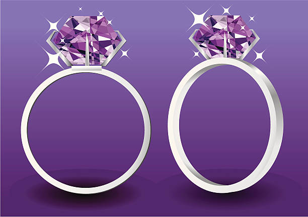 wedding rings diamond rings on a purple background diamond ring clipart stock illustrations