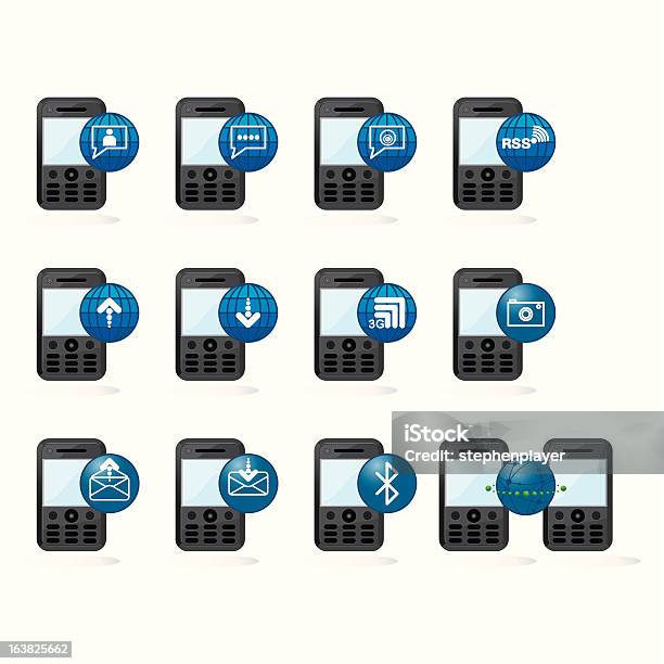 Ikony Sieci Komórkowych Serii 01 Niebieski - Stockowe grafiki wektorowe i więcej obrazów 3G - 3G, Automatyczna sekretarka, Bez ludzi