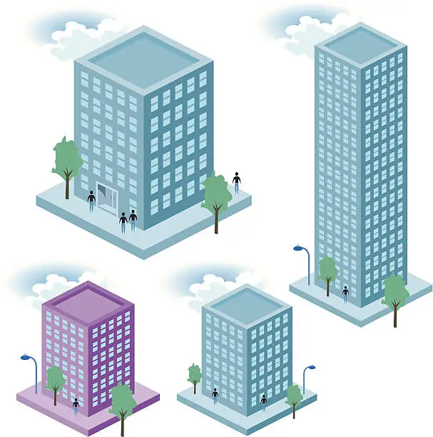 Vector illustration of Office Buildings Isometric