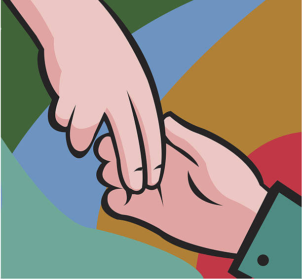 Touching Hands vector art illustration