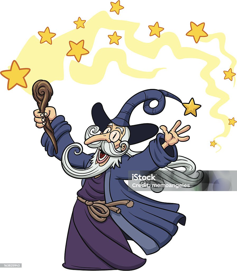 Wizard Wizard Casting A Spell Stock Illustration - Download Image Now - Beard ...