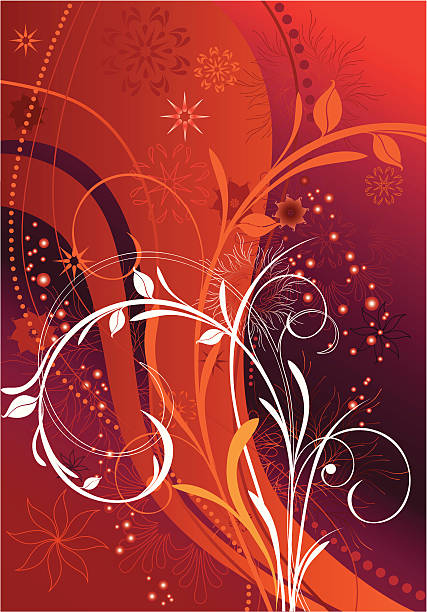 Fond floral rouge - Illustration vectorielle