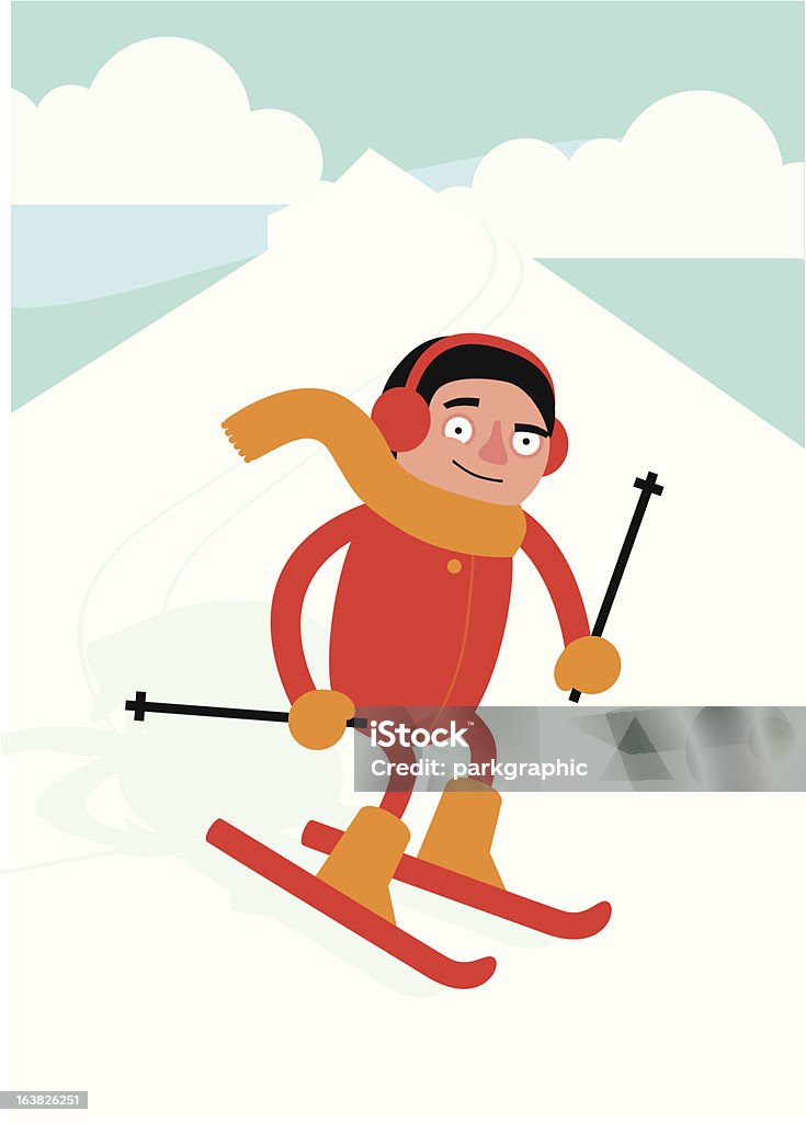 Esquiando - arte vectorial de Adulto libre de derechos
