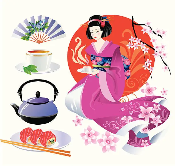 Vector illustration of geisha