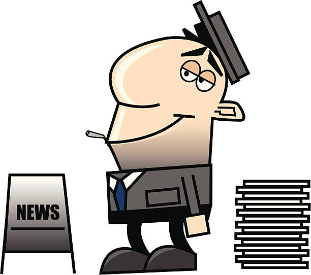 newspaper guy vector art illustration