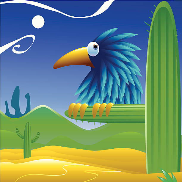 Uccello nel deserto - illustrazione arte vettoriale