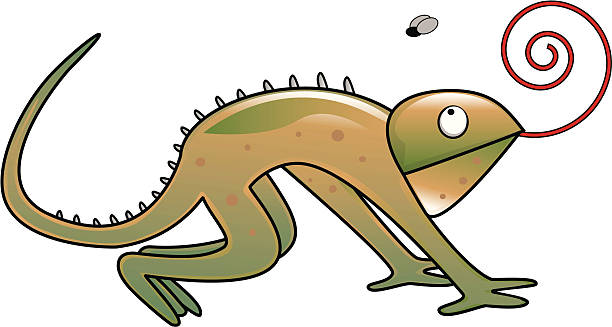 hungry lizard vector art illustration