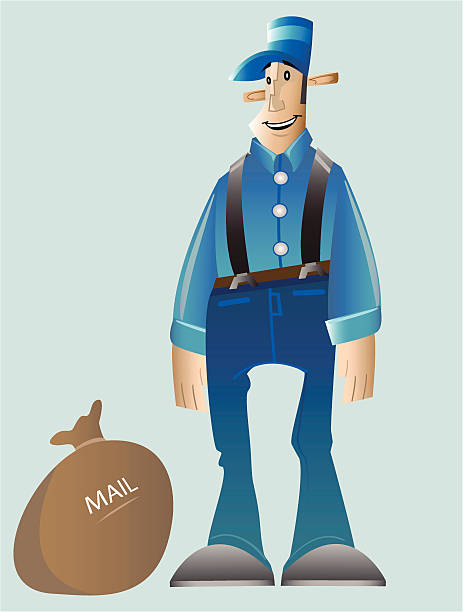 mail-man vector art illustration