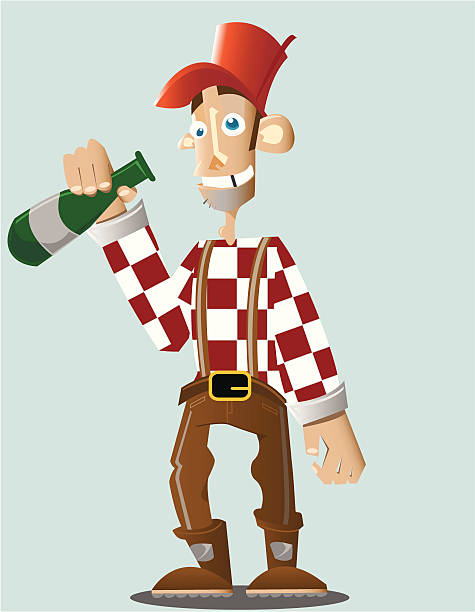 farm guy vector art illustration