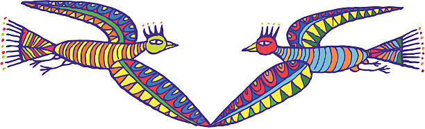 Deux oiseaux colorés - Illustration vectorielle