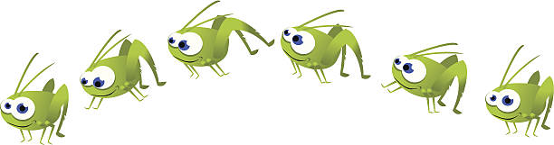 Funny Grasshopper Jumping vector art illustration