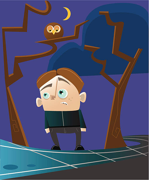 scary forest vector art illustration