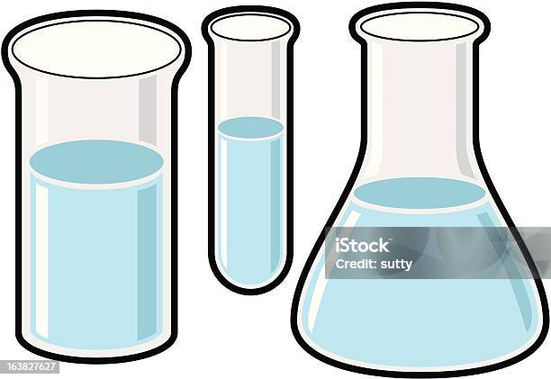 Kolba Stożkowa O Pojemności I Probówki - Stockowe grafiki wektorowe i więcej obrazów Bez ludzi - Bez ludzi, Ciecz, Grafika wektorowa