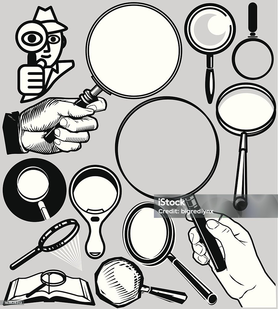 Design Elements Magnifying Glasses Stock Illustration - Download Image Now  - Magnifying Glass, Woodcut, Cartoon - iStock