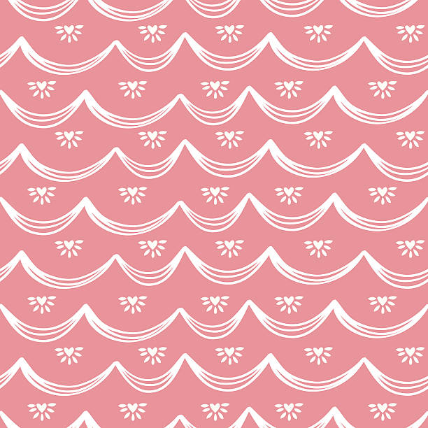 Banners and Hearts Seamless Pattern vector art illustration