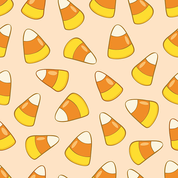 illustrazioni stock, clip art, cartoni animati e icone di tendenza di halloween candy corn pattern senza bordi - halloween candy candy corn backgrounds