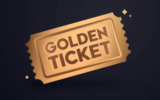 illustrazioni stock, clip art, cartoni animati e icone di tendenza di golden ticket - ticket raffle ticket ticket stub movie ticket