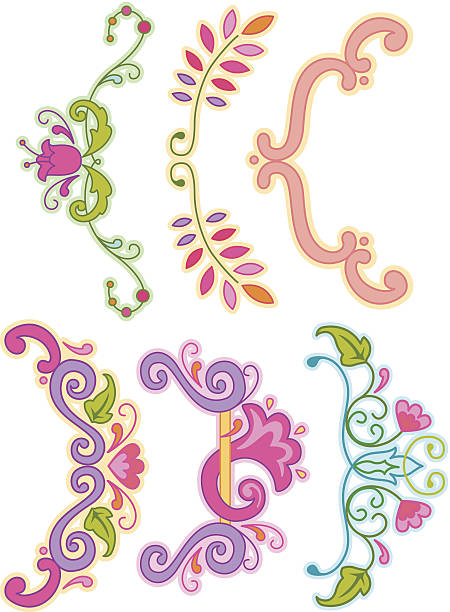 floral brackets clip art set vector art illustration