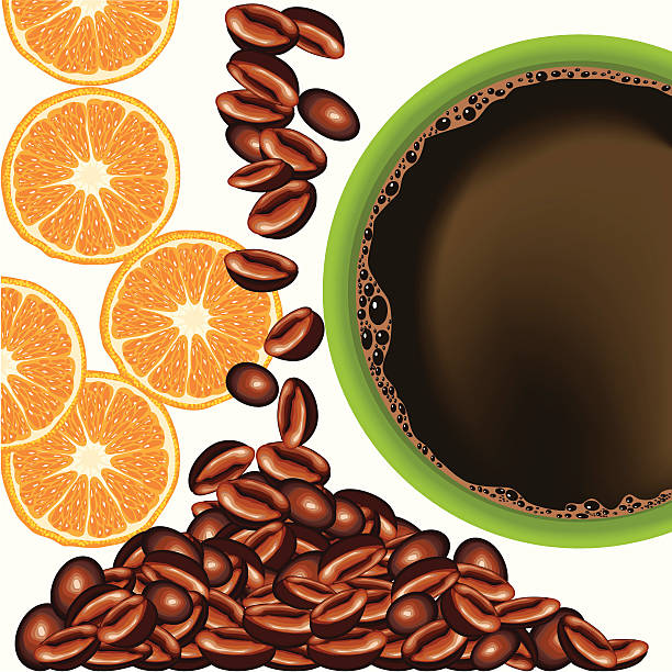 orange and coffee vector art illustration