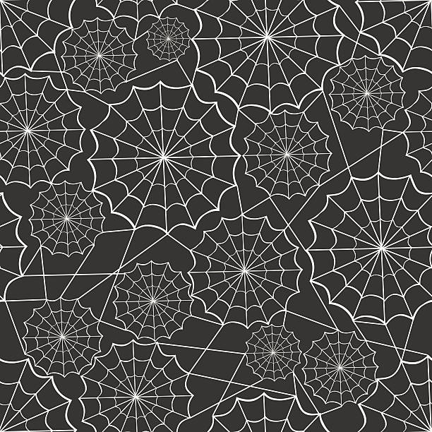 spinnennetz ins nahtlose hintergrund muster - patterned halloween background stock-grafiken, -clipart, -cartoons und -symbole