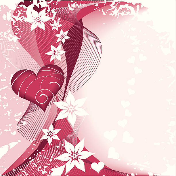 heart and flowers vector art illustration