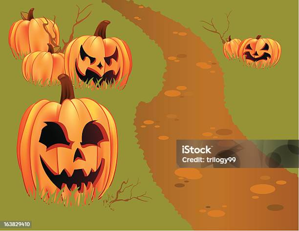 Vetores de Plantação De Abóboras De Halloween e mais imagens de Plano de Fundo - Plano de Fundo, Plantação de Abóboras, Assustador