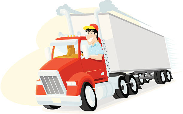 kierowca ciężarówki - truck driver driver truck semi truck stock illustrations