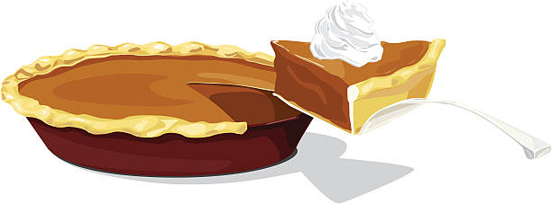 Pumpkin pie with a slice vector art illustration