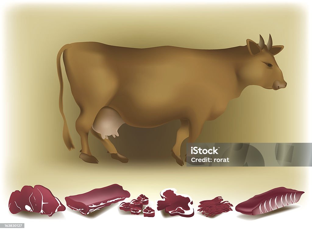 Kuh und Rindfleisch. - Lizenzfrei Eintopf Vektorgrafik