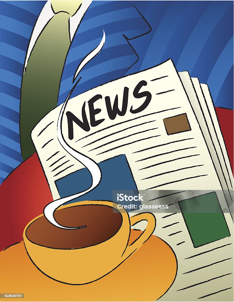 news & Kaffee - Lizenzfrei Comic - Kunstwerk Vektorgrafik