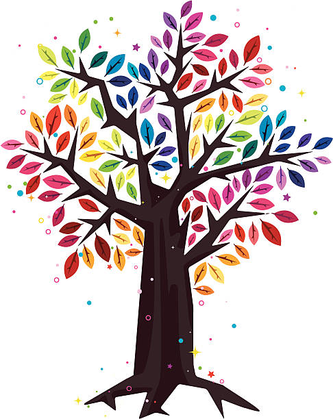 Abstract Rainbow Tree vector art illustration