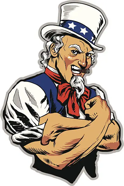 Vector illustration of Uncle Sam Rolling Up Sleeves