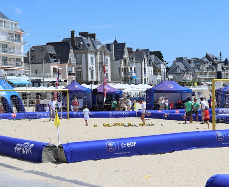 During the weekend of July 16th and 17th 2023, Quiberon , France, tourists attend the beach soccer Tour and beach activities