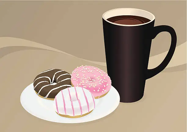 Vector illustration of Coffee & Doughnuts