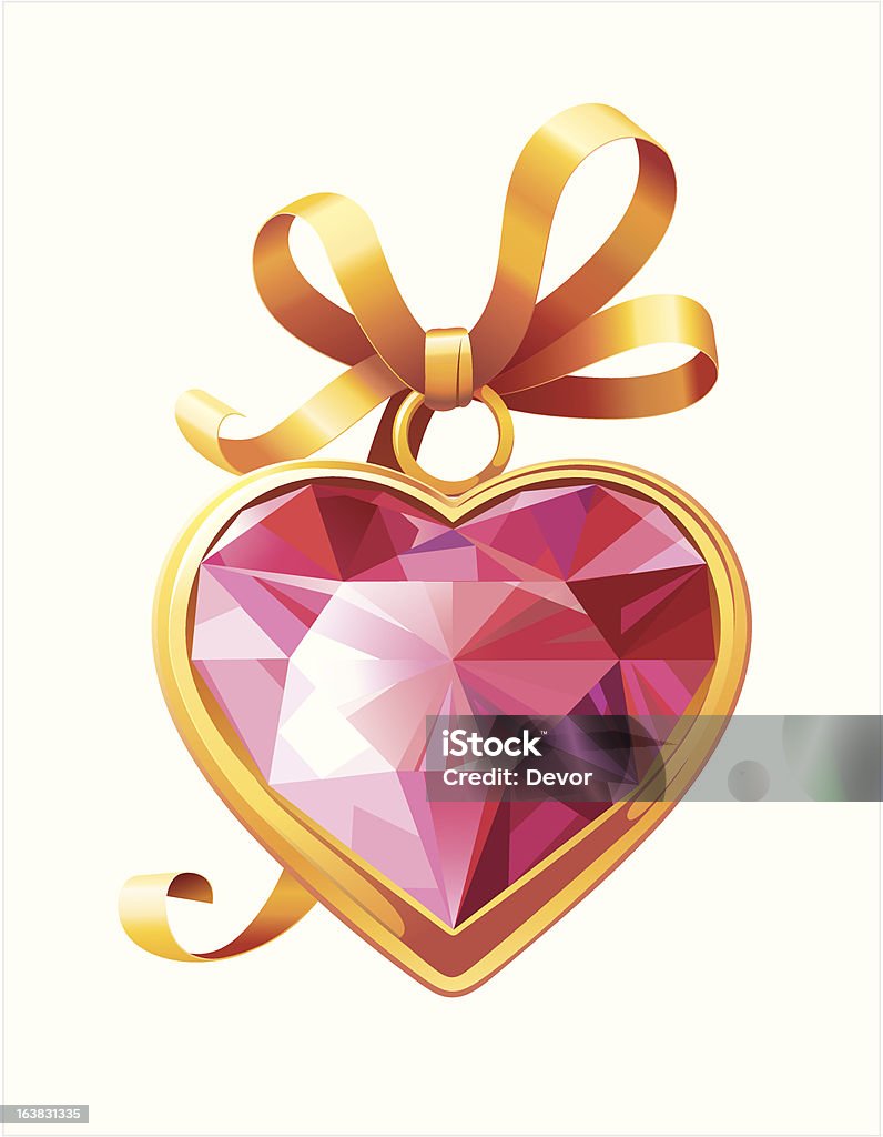 Valentine's Gold colgante en forma de corazón con arco dorado - arte vectorial de Celebración - Acontecimiento libre de derechos