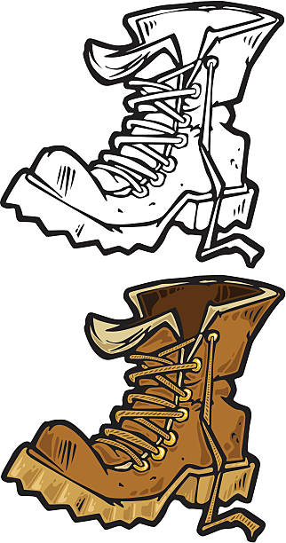 old boot illustration of old boot in color and black and white high tops stock illustrations