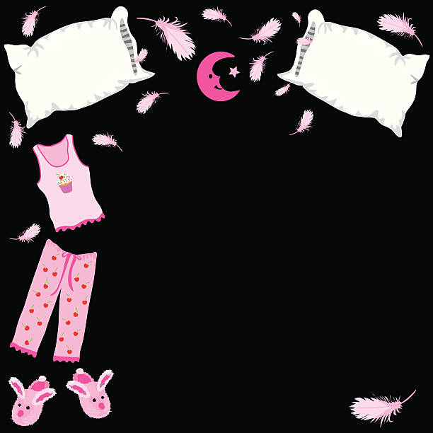 piżama party! - fuzzy pink slippers stock illustrations