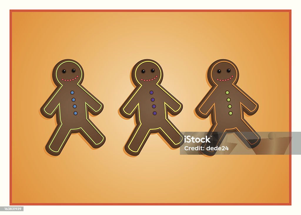 Gingerbread mężczyzn w rzędzie - Grafika wektorowa royalty-free (Boże Narodzenie)