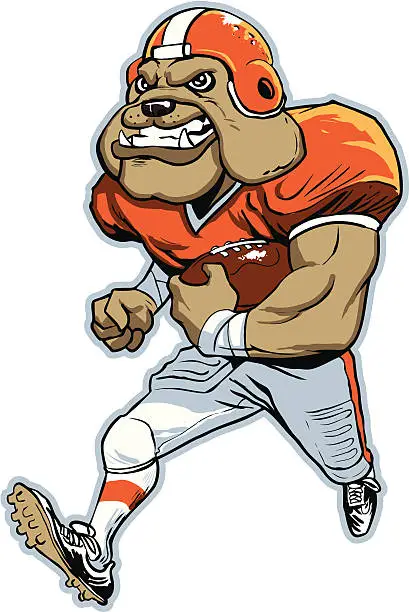 Vector illustration of Bulldog Football Player