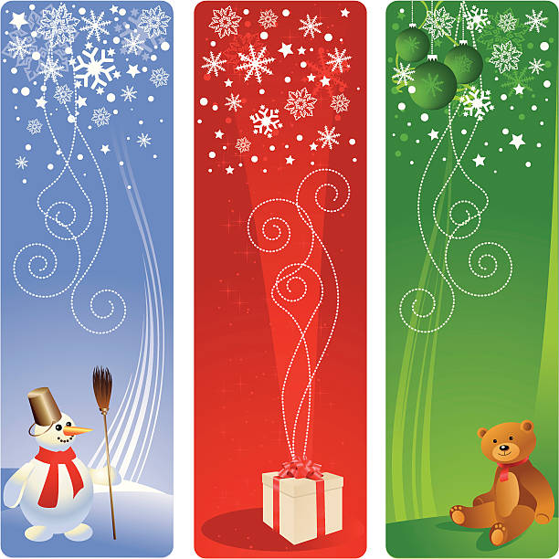 Set of 3 christmas banners with place for your text vector art illustration