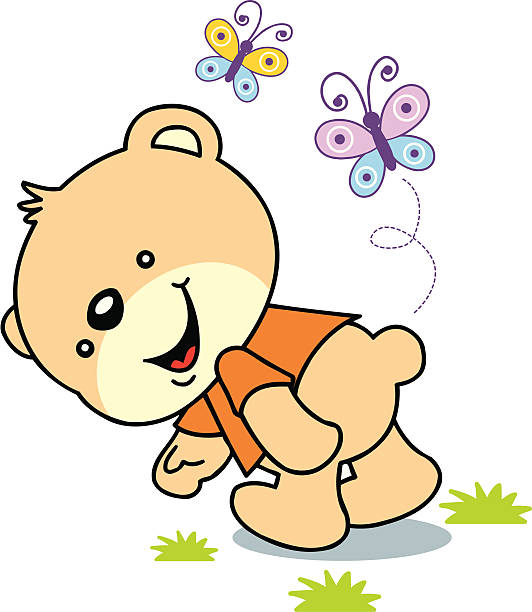 little bear 3 vector art illustration